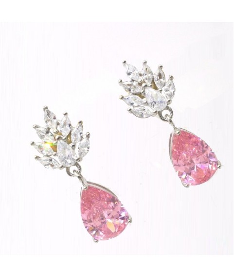 Natural Emeral/Sapphire/Pink jewel with double colour jewel ear stud