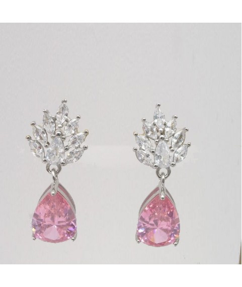 Natural Emeral/Sapphire/Pink jewel with double colour jewel ear stud