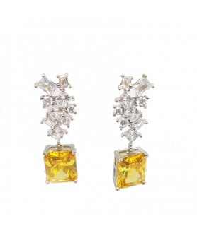 Natural Emeral with long square jewel earring