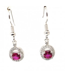 Natural ruby inlaid long small round gem Earrings