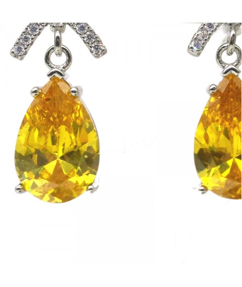 Natural citrine inlaid bow jewel Earrings