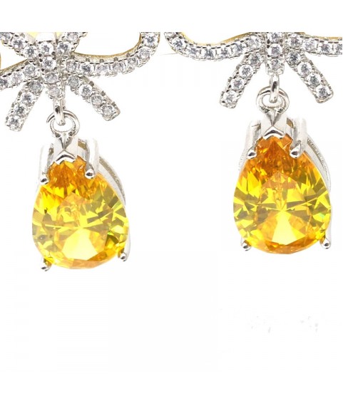 Natural citrine inlaid bow jewel Earrings