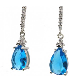 Natural blue topaz inlaid long drop gem Earrings