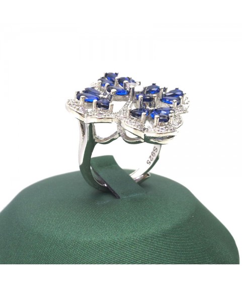 Natural sapphire inlaid clover gem ring