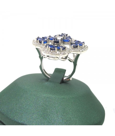 Natural sapphire inlaid clover gem ring