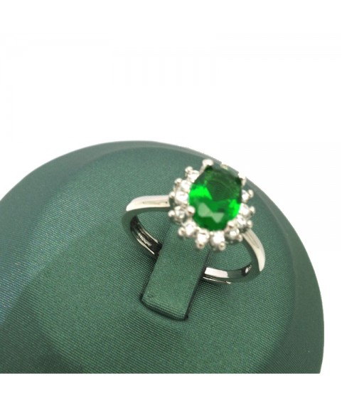 Natural emerald inlaid Princess gem ring