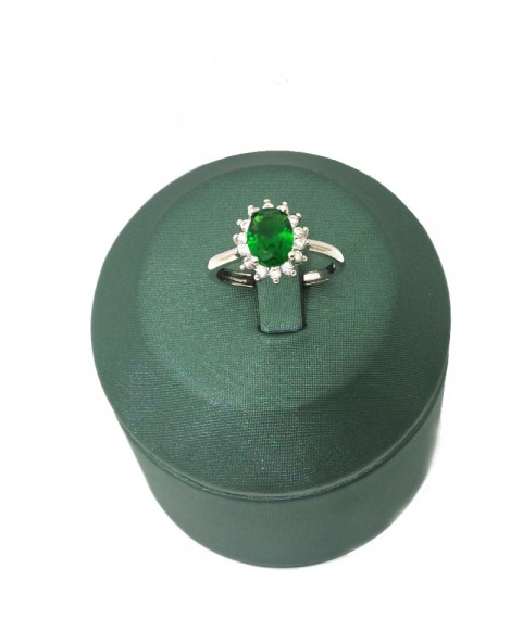 Natural emerald inlaid Princess gem ring