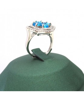 Natural blue topaz inlaid clover gem ring