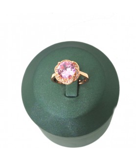 Natural Pink Gem inlaid rose gold ring