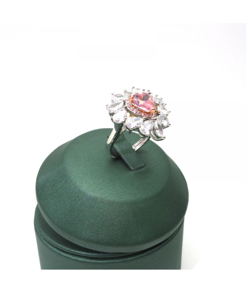 Natural Pink Gem inlaid heart-shaped Princess ring