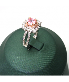 Natural Pink Gem inlaid Princess square ring