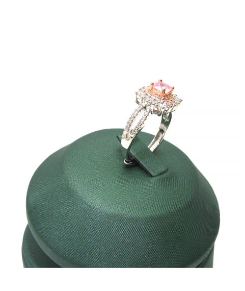 Natural Pink Gem inlaid Princess square ring