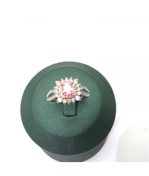 Natural Pink Gem inlaid Princess square ring