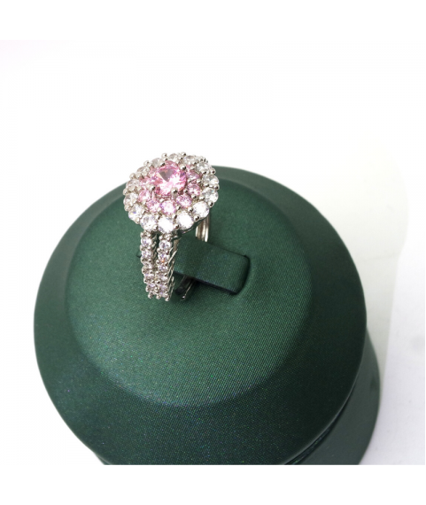 Natural Pink Gem inlaid diamond ring