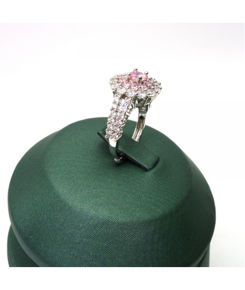 Natural Pink Gem inlaid diamond ring