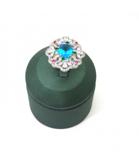 Natural blue topaz inlaid color gem ring