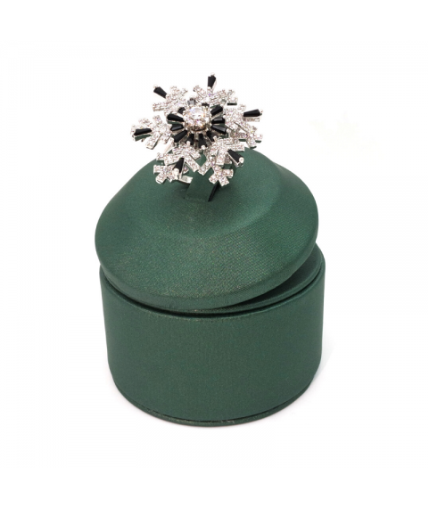 Natural gem double opening rotating snowflake ring