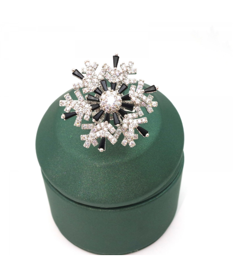 Natural gem double opening rotating snowflake ring