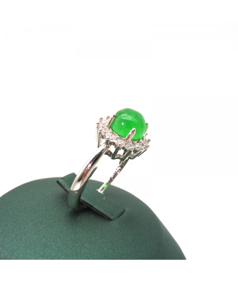 Adjustable natural emerald round floret ring