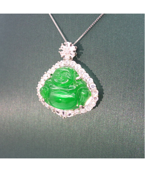 Triangular gem smiling face Buddha floret Necklace