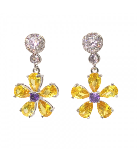 Brazilian yellow round Flower Earrings