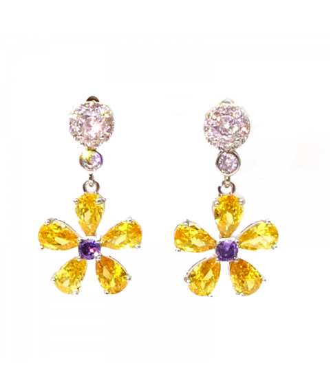 Brazilian yellow round Flower Earrings