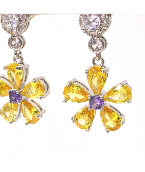 Brazilian yellow round Flower Earrings