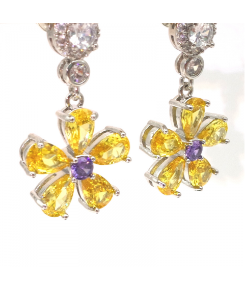 Brazilian yellow round Flower Earrings