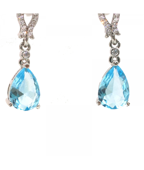 Silver Drop Sapphire Earrings