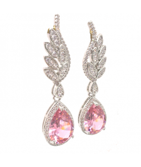 Natural powder gem leaf water drop earrings