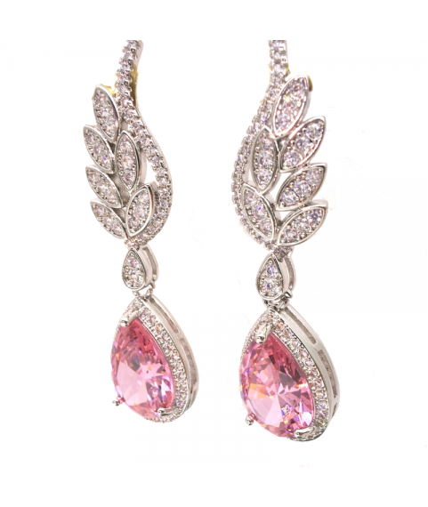 Natural powder gem leaf water drop earrings