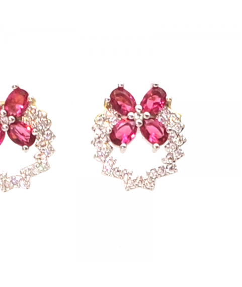 Ruby round hollow clover Earrings