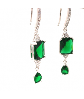 Natural emerald water drop Square Earrings