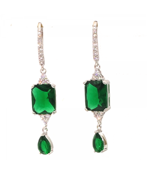 Natural emerald water drop Square Earrings