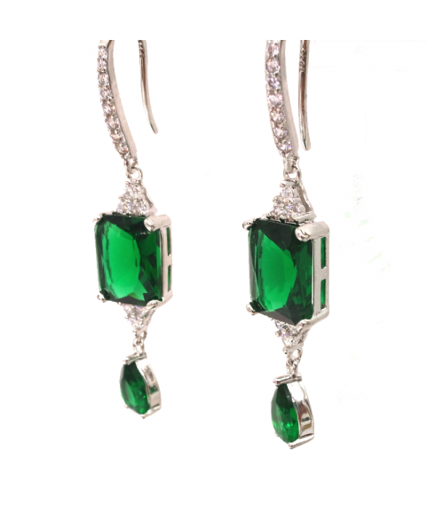 Natural emerald water drop Square Earrings