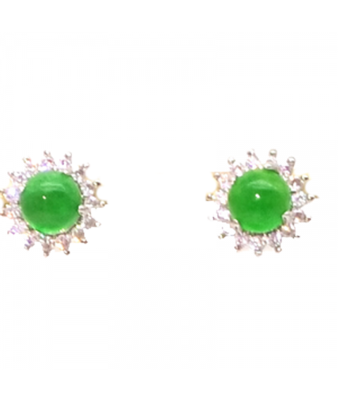 Natural emerald round four claw floret Earrings