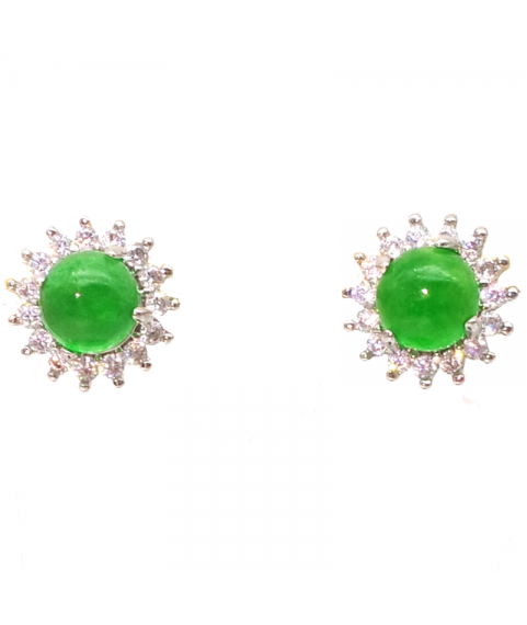 Natural emerald round four claw floret Earrings