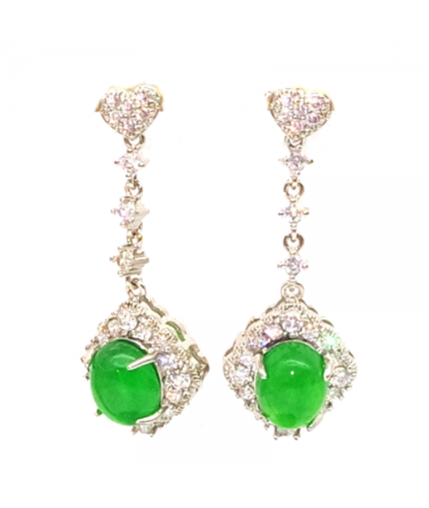 Natural emerald long heart-shaped Oval Earrings