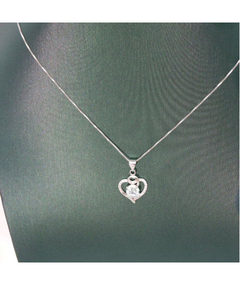 Hollow out love silver edge diamond mosan Pendant