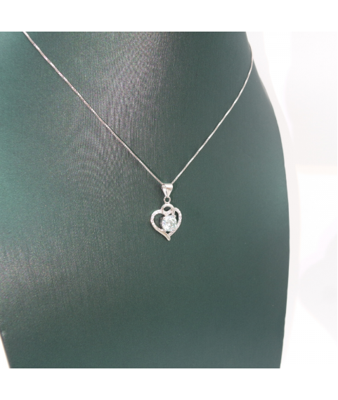 Hollow out love silver edge diamond mosan Pendant