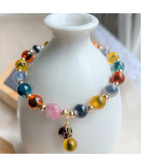 Sugar heart chalcedony agate bracelet