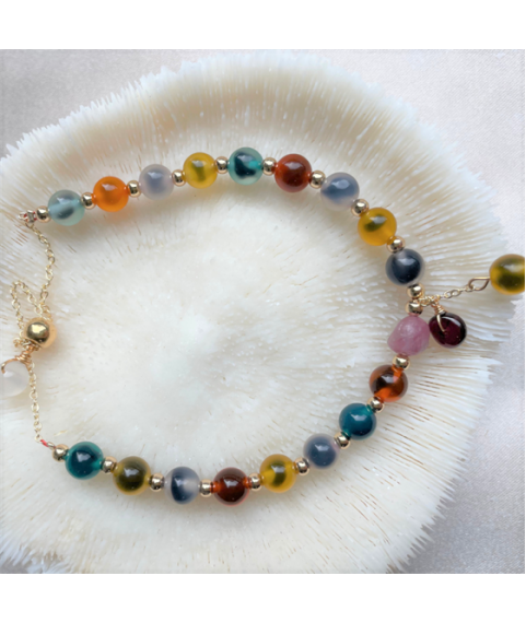 Sugar heart chalcedony agate bracelet