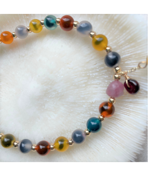 Sugar heart chalcedony agate bracelet