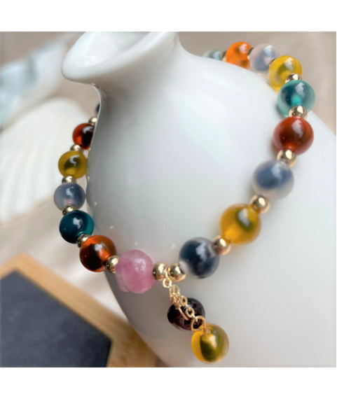 Sugar heart chalcedony agate bracelet