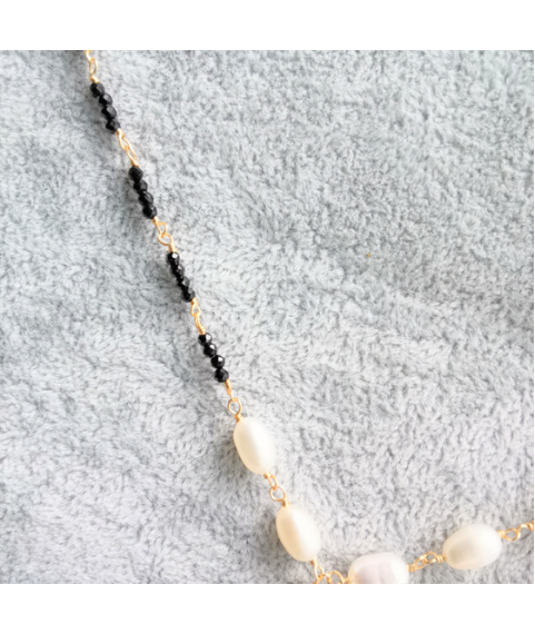 Small rice beads black spinel jade necklace