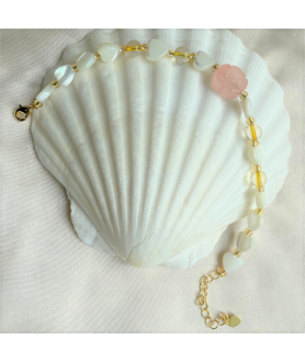 Heart-shaped shell white crystal bracelet