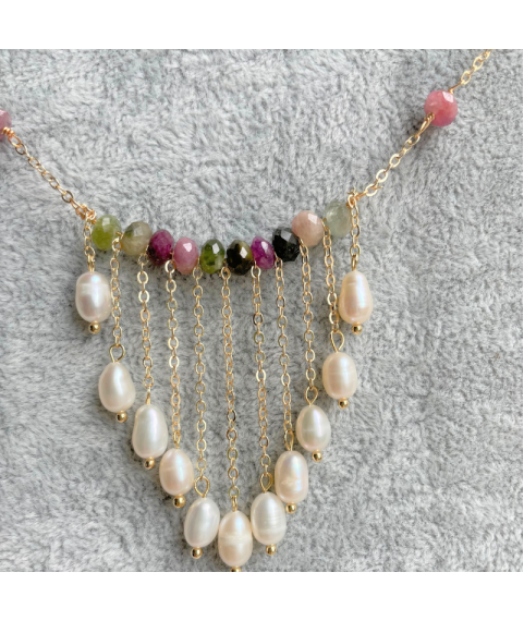 Multi-color crystal pearls Necklace