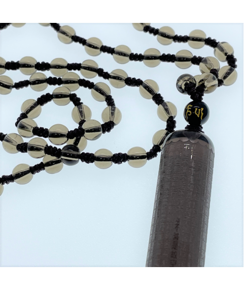 Ice obsidian sutra necklace