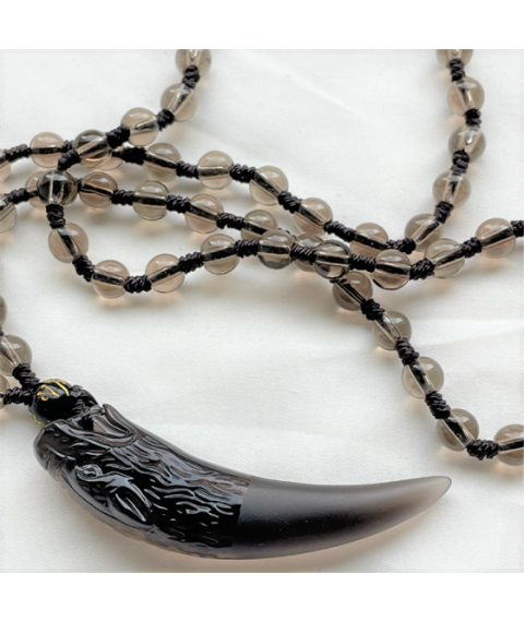 Ice obsidian wolf tooth Necklace