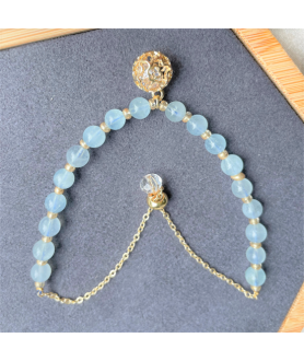 Aquamarine ball pendant bracelet